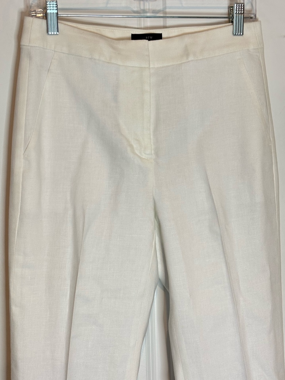 J. Crew Kate White Linen Blend Lined Straight Leg Pants 4 - Picture 2 of 14